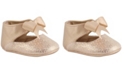 Baby Deer Baby Girl Metallic Foil PU Ankle Strap Dress Shoe with Bow